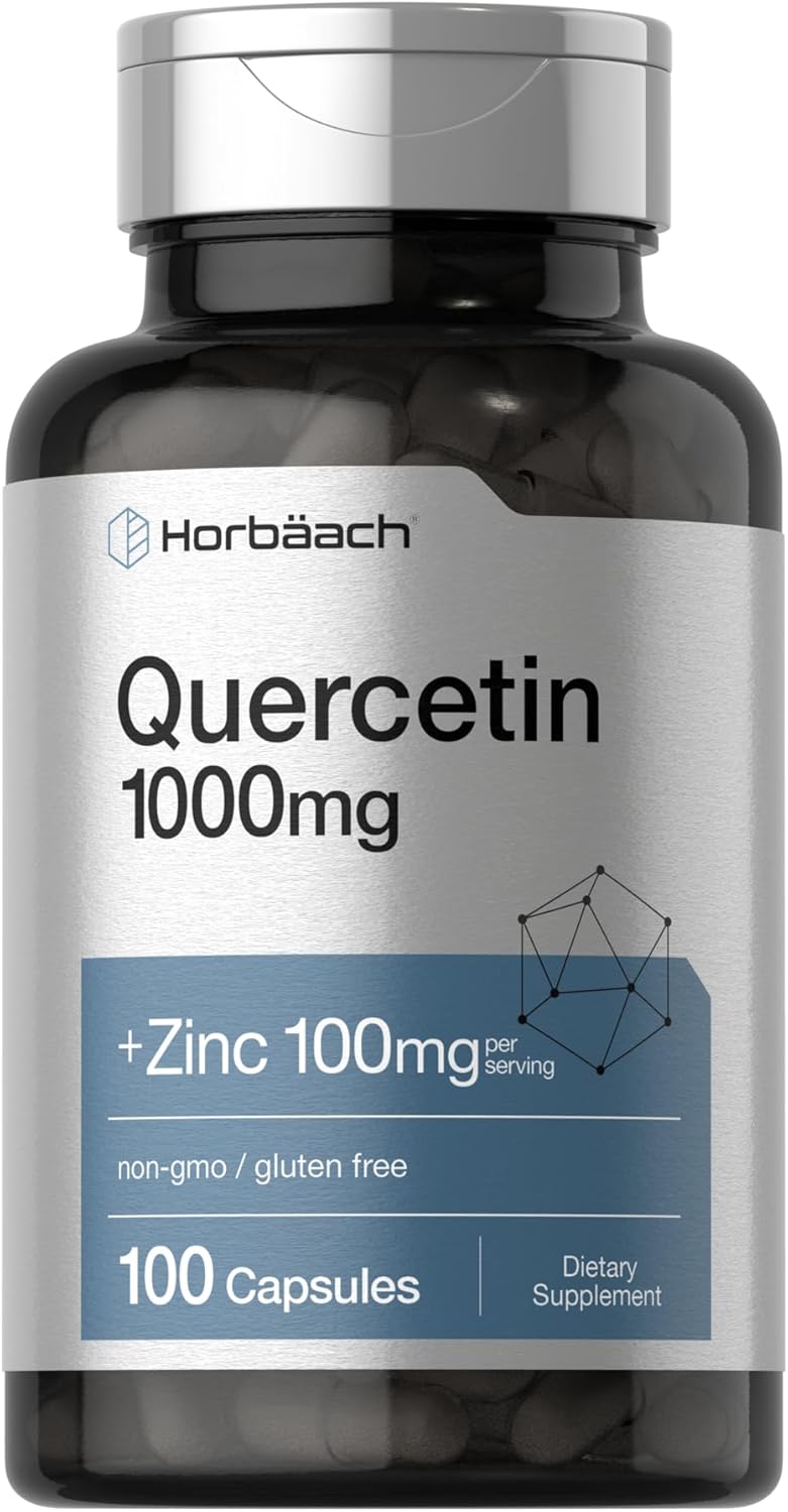 Horbäach Quercetin 1000mg | 100 Capsules | with 100mg Zinc | Non-GMO, Gluten Free Supplement | High Potency Formula