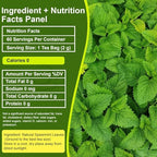 Spearmint Tea Bags 60 Count - 100% Pure Natural Loose Leaf Teabags | Calming Digestive Relief, Fresh Breath, Caffeine Free Herbal Mint Tea