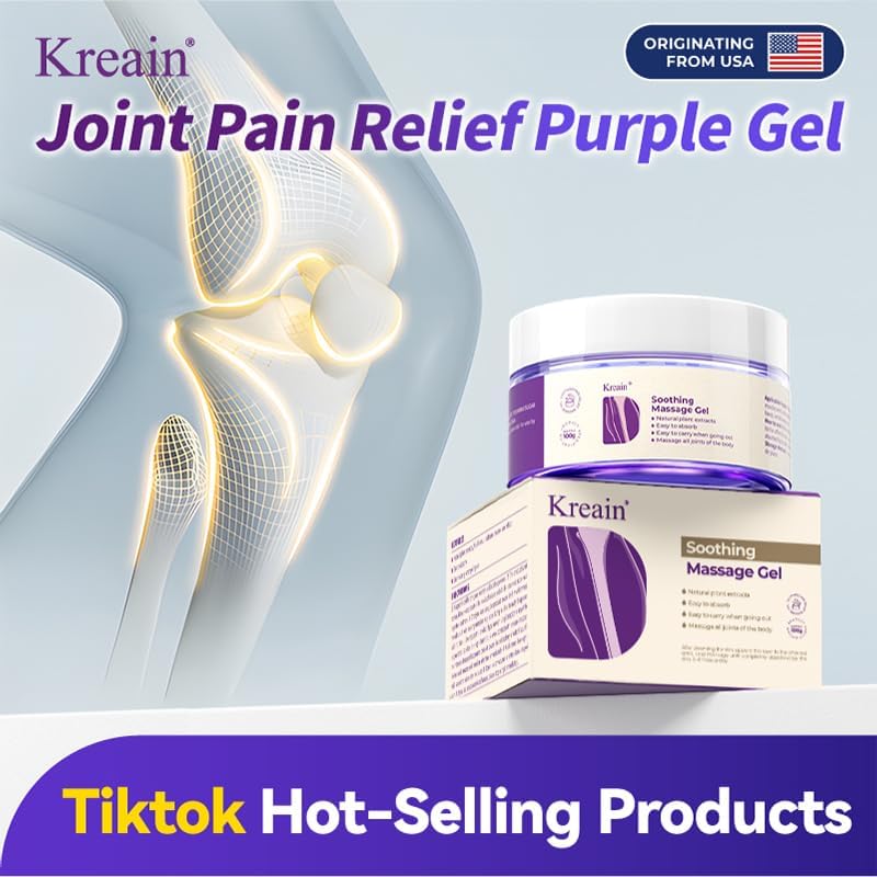 Kreain Nature Soothing Massage Relief Gel, Joint Purple Gel Cooling Soothes Cream for Knees, Hand Arthritis, Lumbar, Neck and Shoulders(3.5 Ounce, 1 Pack)