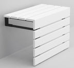 20" Folding Wall Mounted Handmade Teak Wood Large Shower Seat with Legs, ADA Compliant Durable Bath Bench, Sturdy Space-Saving Bathroom Stool, Water-Resistant Compact Chair (White, Extra Large)