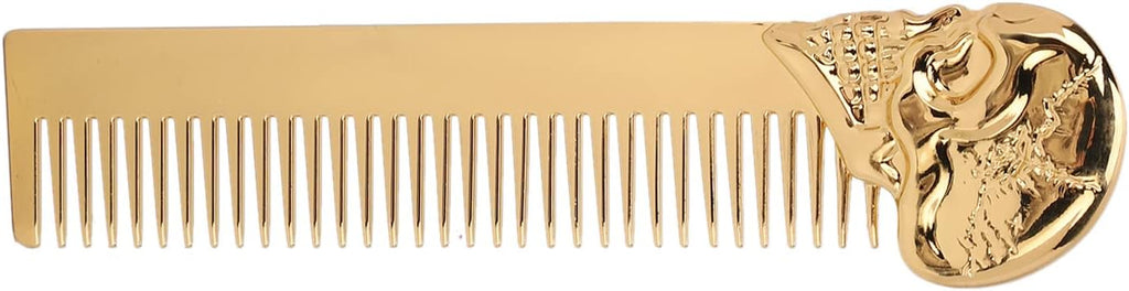 Pocket Beard Comb, Zinc Alloy Skull Pattern Hair Styling Combs, Mustache Comb with Smooth Rounded Teeth, for Men Travel Grooming (Gold)