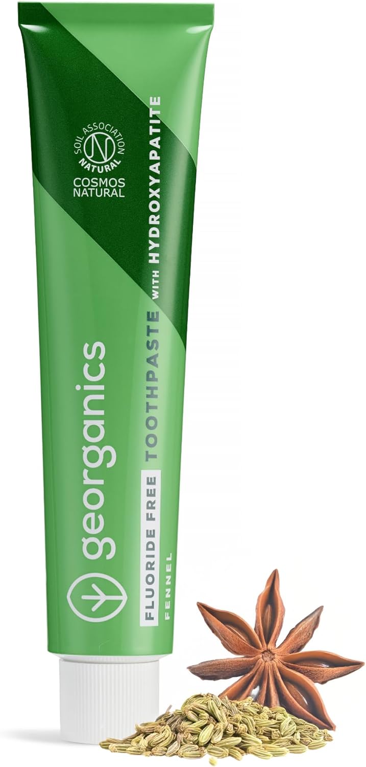 Georganics Fluoride Free Toothpaste Fennel 2.6fl oz – Mint Free Toothpaste - hydroxyapatite Enamel Care - Natural Vegan Toothpaste - Sensitive Teeth - Plastic Free Aluminium Tube