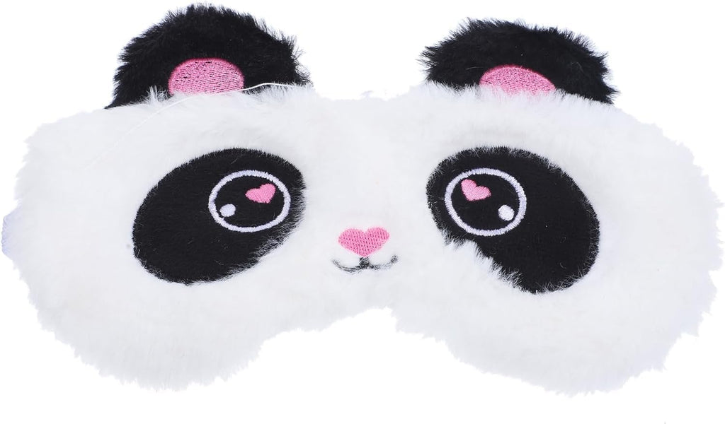 White Cute Panda Sleeping Mask, Soft Fluffy Plush Blindfold Funny Novelty Animal Sleep Mask Eye Cover Eyeshade for Girls Boys Women Men Night Nap Travel Meditation