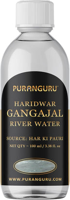 PuranGuru Haridwar Gangajal | 100 ml Unfiltered | Pure Ganga Jal | Ganges River Water | Brahma Kund - Har Ki Pauri | Sacred Holy Puja Ceremony | Diwali Pooja | Housewarming | Himalayan Mountain Water