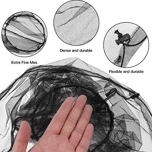 HESTYA 4 Pack Mosquito Net Face Mesh Protecting Net for Outdoor Hiking Camping Climbing Mosquito Fly Insects Preventing(Black, Gray)