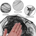 HESTYA 4 Pack Mosquito Net Face Mesh Protecting Net for Outdoor Hiking Camping Climbing Mosquito Fly Insects Preventing(Black, Gray)
