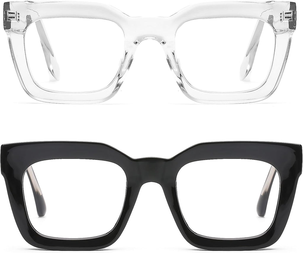 AQWANO Stylish Blue Light Reading Glasses Women, Fashion Oversized Square Designer Readers Computer Eyeglasses
