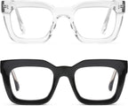 AQWANO Stylish Blue Light Reading Glasses Women, Fashion Oversized Square Designer Readers Computer Eyeglasses