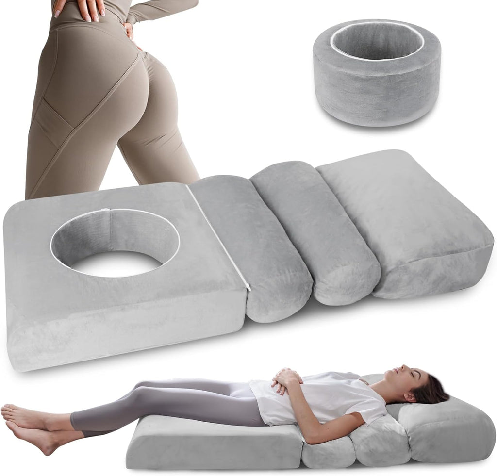 BBL Bed After Surgery for Sleeping – Ergonomic BBL Pillow Designed for Brazilian Butt Lift, High-Density Pressure-Relief Foam, Removable Velvet Cover, BBL Recovery Must Haves (67x22x6.3in)
