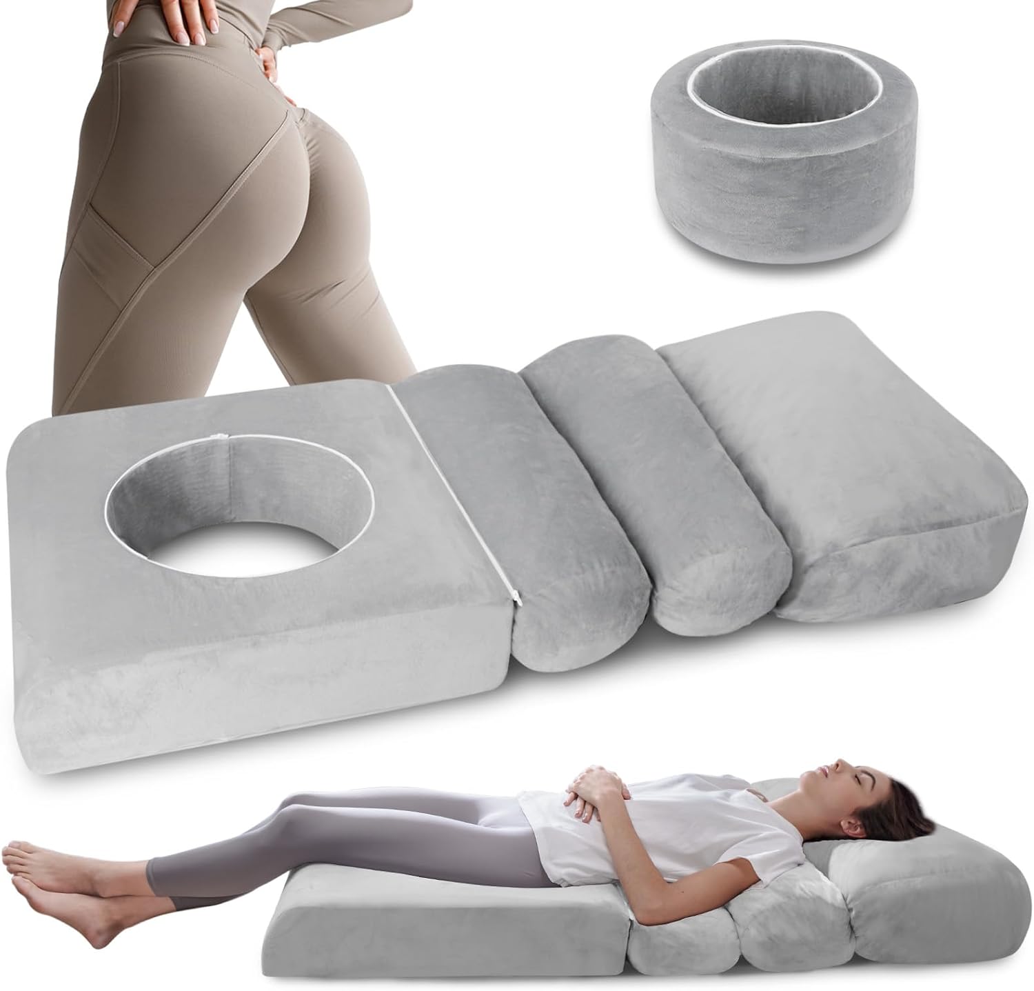 BBL Bed After Surgery for Sleeping – Ergonomic BBL Pillow Designed for Brazilian Butt Lift, High-Density Pressure-Relief Foam, Removable Velvet Cover, BBL Recovery Must Haves (67x22x6.3in)