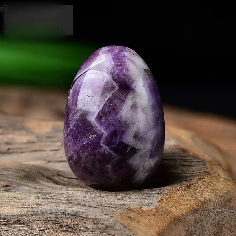 Erliway Natural Amethyst Crystal Eggs for Easter Day, 1.2 x 0.8" Palm Stone Egg, Polished Pocket Worry Gemstones, Crystals for Reiki Balancing Wicca Meditation Energy Anxiety Relax Decor