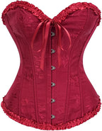 Corset Tops for Women,Bustier Shapewear Lingerie,Lace Tied Renaissance Overbust Corset Push Up Bodysuit