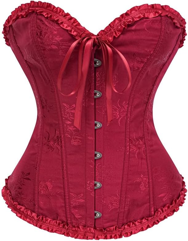 Corset Tops for Women,Bustier Shapewear Lingerie,Lace Tied Renaissance Overbust Corset Push Up Bodysuit