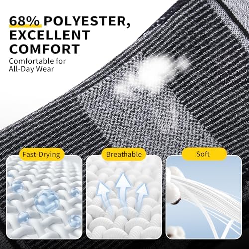 CAMBIVO Knee Brace for Women & Men, 2 Pack Lightweight Latex Free Knee Compression Sleeves with Side Stabilizers for Knee Pain Relief, Running, Walking, Workout & Daily Support (Gray, Large)