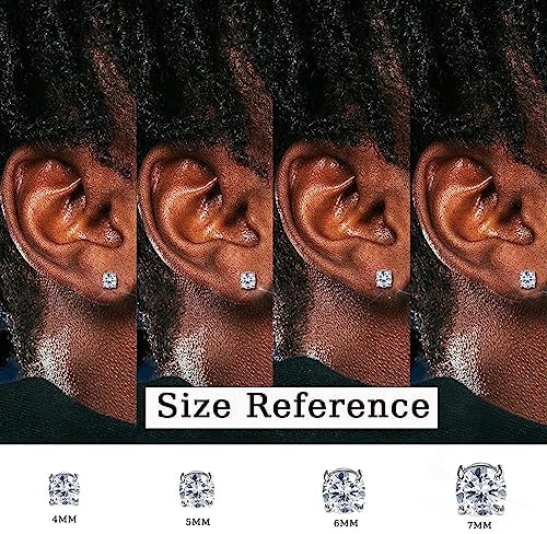 Jstyle 4-7MM Magnetic Earrings for Men Women Shiny Round Cubic Zirconia Stud Earrings for Non-Pierced Ears Hypoallergenic Stainless Steel Fake Earrings Not Easy to Fall off