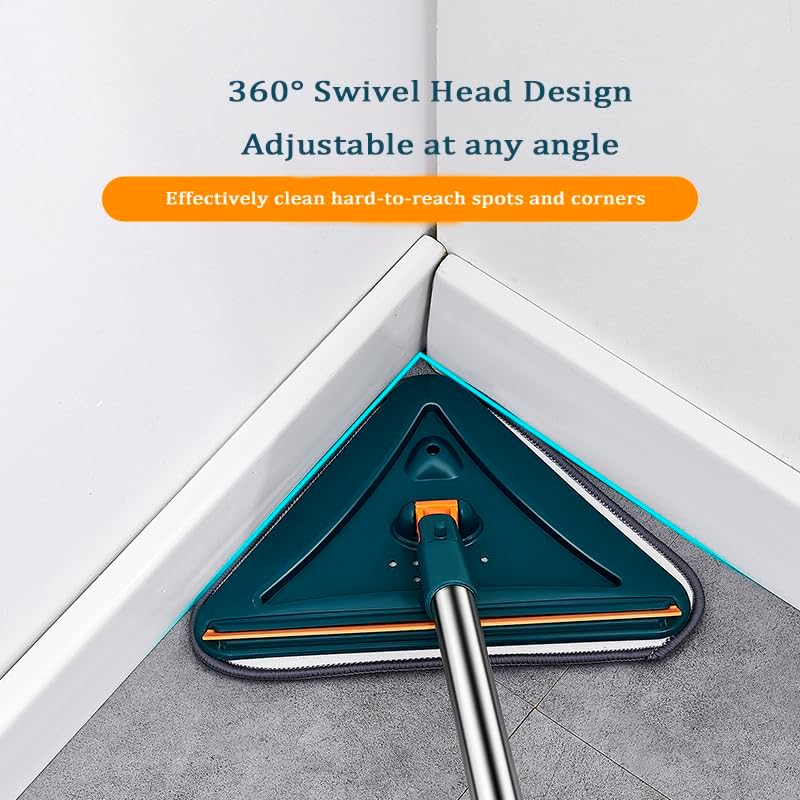 Wall Cleaner Mop with Long Handle 360° Wall Mop Triangle Mops for Floor Cleaning Baseboard Cleaner Tool with 5 Microfiber Duster Pads Dust Washer Cleaning Tools for Walls Windows Ceiling Fan
