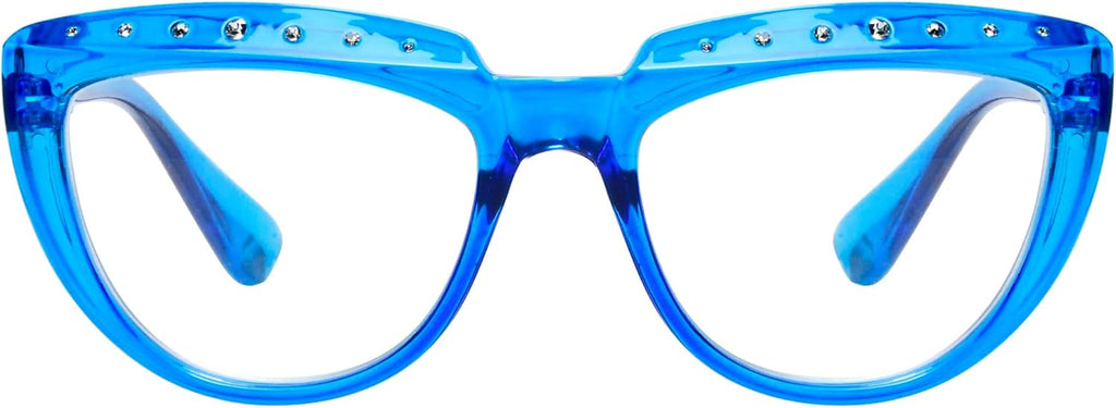 Eyekepper Reading Glasses for Women Rhinestone Readers Oversize Half-Moon Design Eyeglasses - Blue +1.50