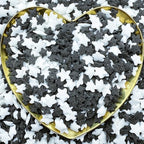 CandiJumpin Edible Confetti Stars for Cake Decorating, Black and White Star Sprinkles Star Confetti Sprinkles Edible Stars Black and White Baby Shower Party Birthday Wedding Christmas Supplies 3 OZ