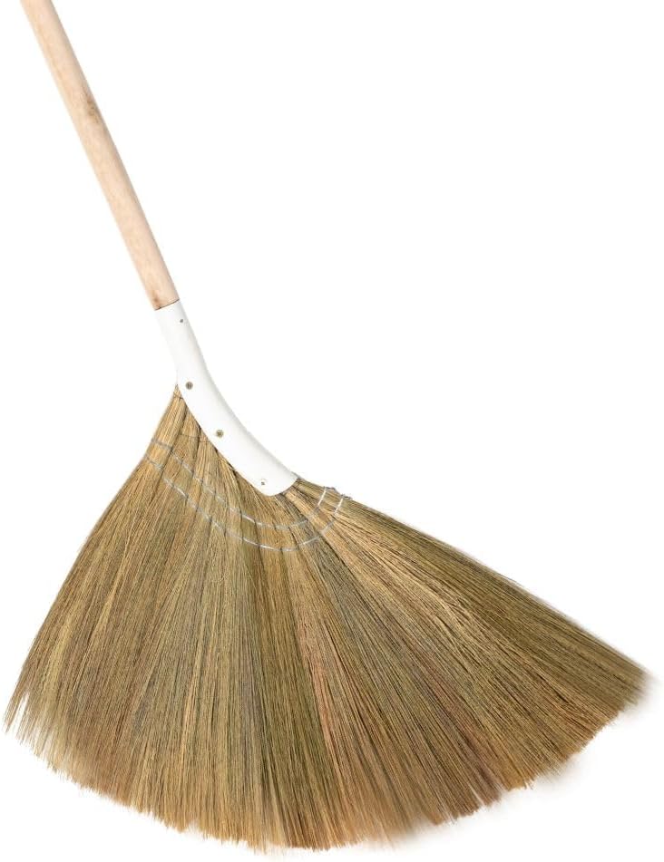 Natural Broom - Indoor Grass Broom - Long Handle Broomstick for House, Garage, Office, Lobby Room, Kitchen