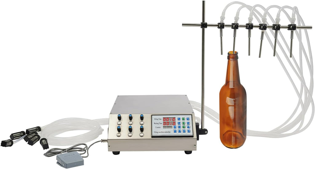 6 Head Liquid Filling Machine,Liquid Filling Machine,Filling Machine With Diaphragm Pump,Filling Range 5-2000ml/0.17-67.63 Oz,3l/0.79gal/Min Flow Rate,For Drinks,Condiments,Oil,Emulsion Products