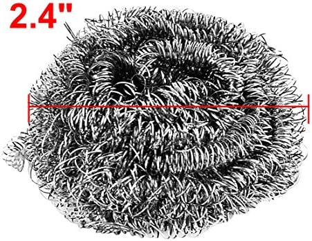 uxcell Stainless Steel Wire Kitchenware Dish Pan Scrubber Pad Cleaning Tool 60mm 6pcs Silver Tone