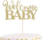 Welcome Baby Shower Cake Topper - Golden Glittering, New Baby, Welcome Baby Topper, Shower Topper，freshmen Take Pictures to Decorate and Smash the Cake