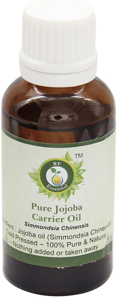 R V Essential Pure Jojoba Carrier Oil 5ml (0.169oz)- Simmondsia Chinensis (100% Pure and Natural Cold Pressed)