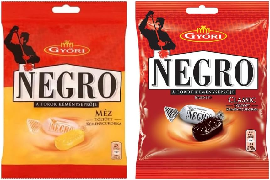 Hungarian Negro Hard Candy (Classic & Honey- 2 Pack)