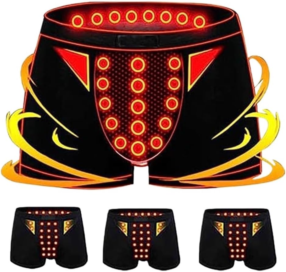3 Packs U Convex Pouch Soft Underwear Men Magnetic Therapy Physiological Enlargement Boxer Briefs Health Care Panty (Color : 3pcs-Black, Size : 6X-Large)