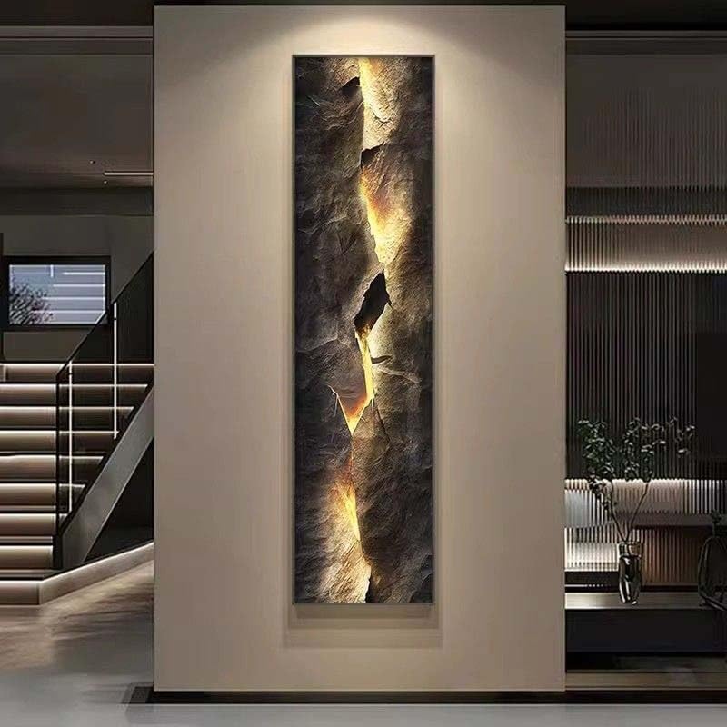 Modern LED Wall Art –3D Backlit Abstract Cracked Stone Panel, Lighted Wall Decor for Living Room, Bedroom & Hallway(B)