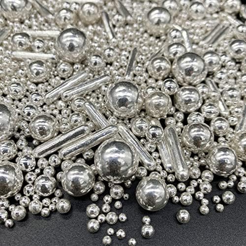 Sprinkles Silver Pearl Sugar Candy Mix Size Baking Cake Decorations Cupcake Toppers Cookie Decorating Ice Cream Celebrations Shaker Jar Wedding Shower Party (120g/4.2oz）