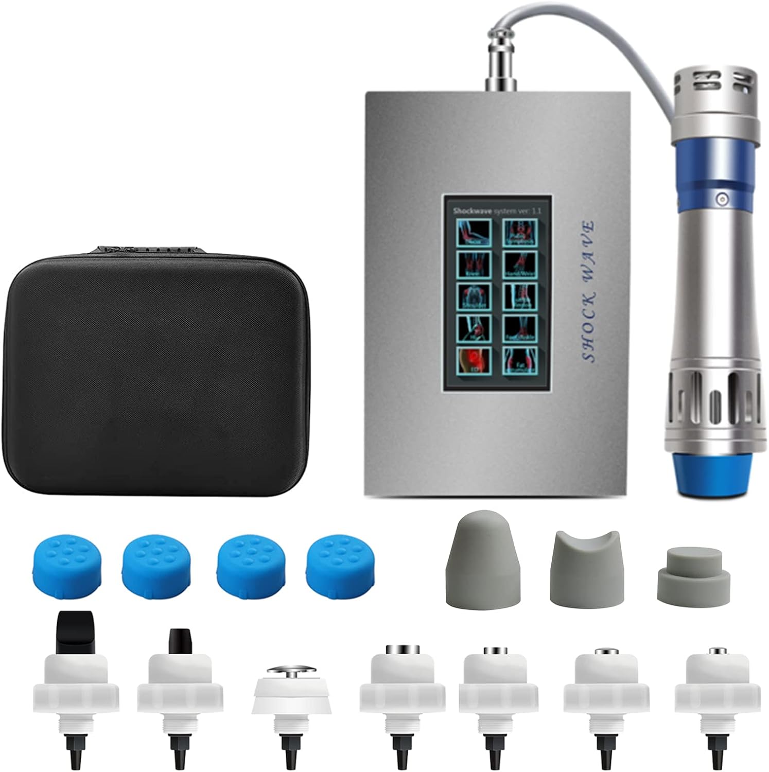 Multifunctional Shockwave E-D Therapy Machine for Erectile Dysfunction Body Muscle Massager Shock Wave Machine Deep Tissue Pain Relief Body Message Machine with 7 Massage Heads (SW18C)