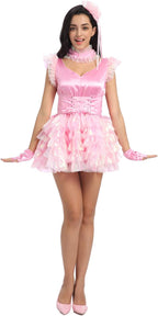 JOLINE Prissy Sissy Women Fluffy Pink Dance Dress Crossdressing
