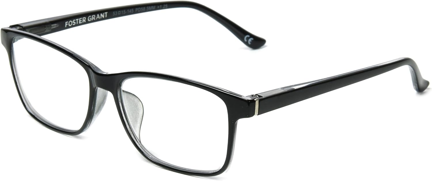 Foster Grant Unisex Payton Anti-fog Blue Light Readers Rectangular Reading Glasses