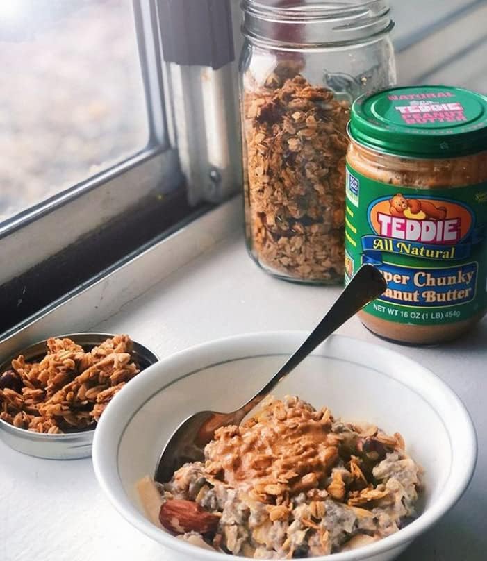 Teddie All Natural Smooth Unsalted Peanut Butter, Gluten Free & Vegan, Plastic Jar (26 Ounce (Pack of 1))