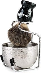 Anbbas Pure Badger Shaving Brush with Wood Handle,Stainless Steel Shaving Stand and Soap Bowl Perfect for Men Wet Shave