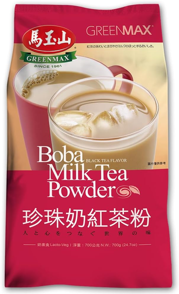 Greenmax Boba Milk Tea Powder – Authentic Taiwanese Black Tea Flavor | Instant Milk Drink Mix with Rich Creamy Taste | Ready in Minutes | 700g (24.7oz) Bag | Make Bubble Drinks at Home