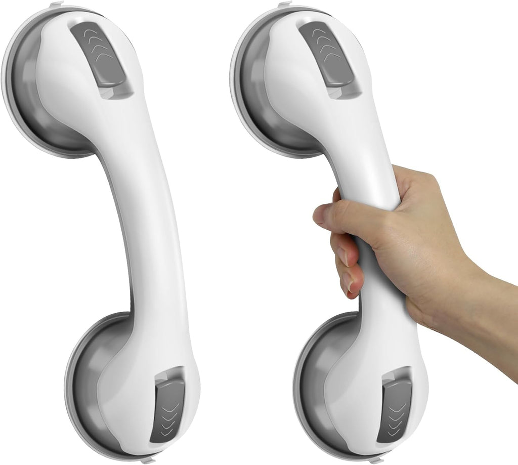 Hshbxd Grab Bars for Bathtubs and Showers, 2 Pack Shower Handles for Elderly with Strong Suction, 12 Inch Bathroom Shower Safety Bars for Seniors and Disabled for Wall