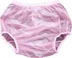 Adult Incontinence Pull-on Plastic Pants PVC Pants 3 Pack (Medium, Transparent Pink)