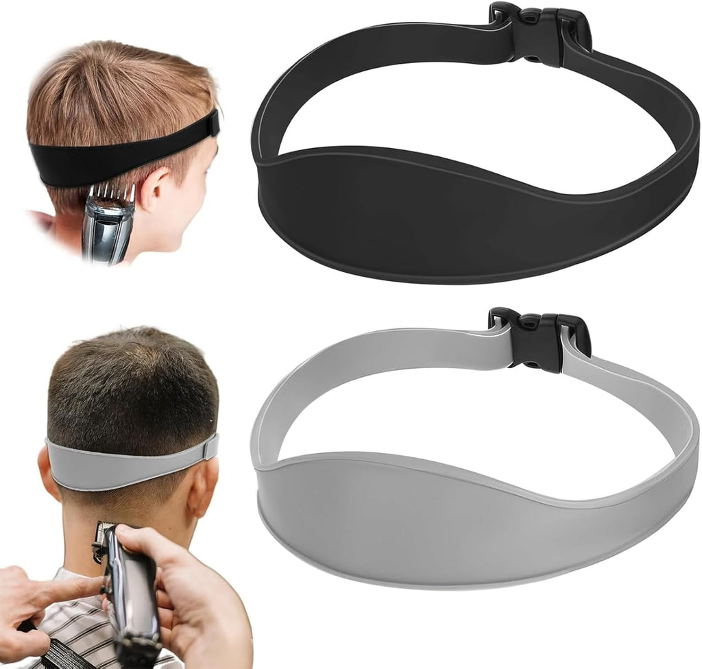 2 Pcs Neckline Shaving Template, Silicone Curved Self Haircut System Hair Cutting Tools,Adjustable Hair Trimming Guide,Fade Guide and Neckline Shaving Template (Black, Gray)