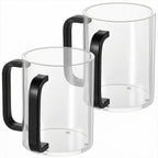 2 Pcs Judaica Hand Washing Cup with Dual Handles,5" Acrylic Clear Netilat Yadayim Cup lota for Bathroom(black Handle)