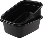 2-Pack 18 Quart Plastic Wash Basin Tub, Rectangular Dishpan, Black