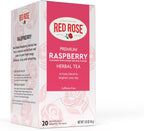 Red Rose Raspberry Herbal Tea Refreshing & Fruity Brewed Naturally Flavored Tea with 20 Individually Wrapped Tea Bags Per Box Caffeine Free Brew Hot