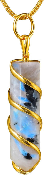 Amazing Gemstone Moonstone Necklace for Women - Premium Rainbow Moonstone Crystals Necklace for Women - Jewelry to bring Balance, Harmony, Creativity, Endurance and Inner Confidence.