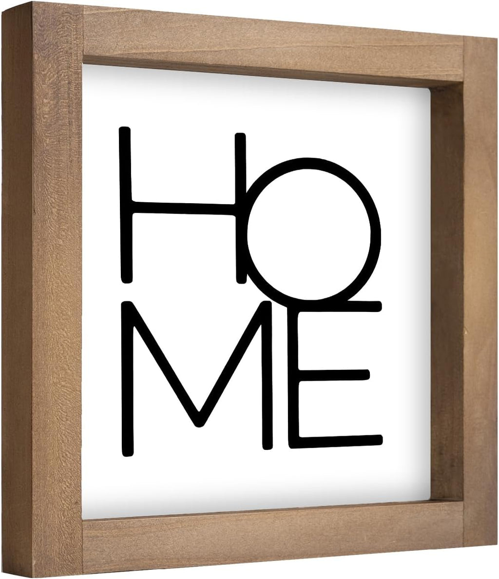 6 Inch Home Sign Decor, Wooden Family Room Wall Decor for House Art, Indoor Entryway Shelf Table Tiered Tray Mantel Rustic Farmhouse Decoration