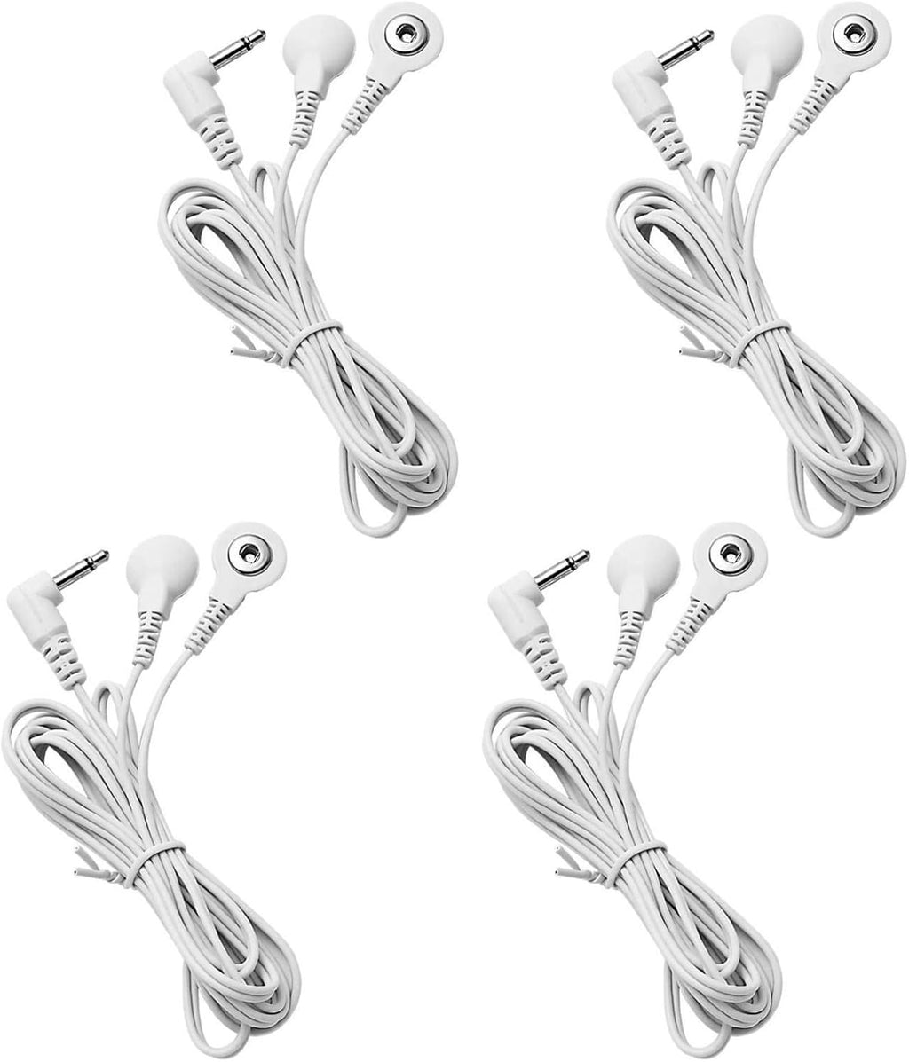 4 Count TENS Wires 3.5mm Plug TENS to 3.5mm Snap Electrode Wires for TENS Unit Electrodes Lead Wires for TENS (Please Check Plug Size – 3.5mm Plug Only)