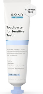 Boka Sensitive Toothpaste - Fluoride Free, 5% Potassium Nitrate, Nano Hydroxyapatite, Sensitive Teeth Relief for Tooth Sensitivity and Protection for Adults - Mint Coconut Cream, 4 Fl Oz, 1 Pk