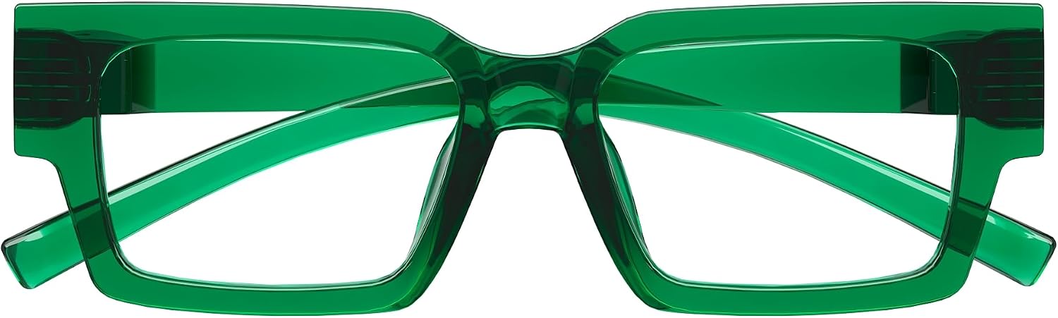 Eyekepper Modern Blue Light Blocking Reading Glasses Metalless Screwless Spring Hinges Computer Readers for Men and Women Green +1.75