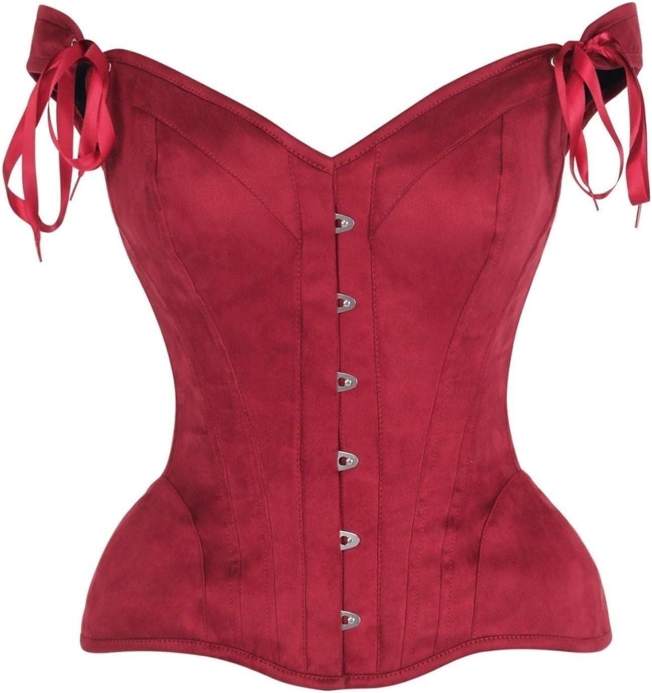 Daisy corsets Women's Daisy Corsets Womens Red Suede Steel Boned Corset Top & Plus Size Western Fashion Apparel