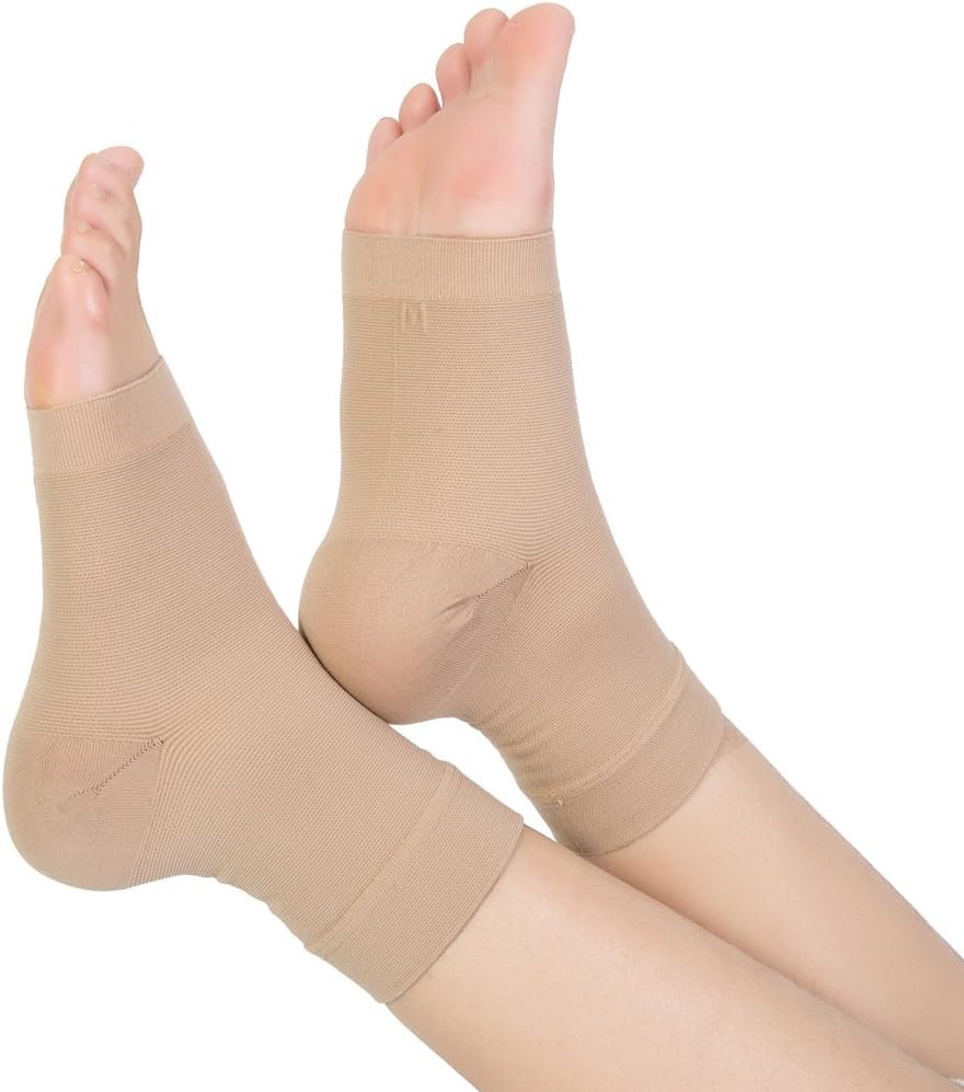 TOFLY® Plantar Fasciitis Socks for Women Men, Truly 20-30mmHg Compression Socks for Arch & Ankle Support, Foot Care Compression Sleeves for Injury Recovery, Eases Swelling, Pain Relief, Beige L